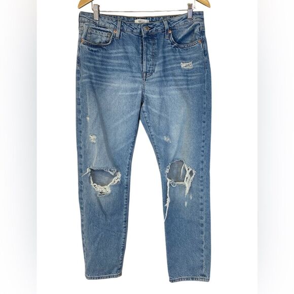 Forever 21 Relaxed Tapered Button Fly High Rise Distressed Jeans Size 31 - Picture 1 of 10